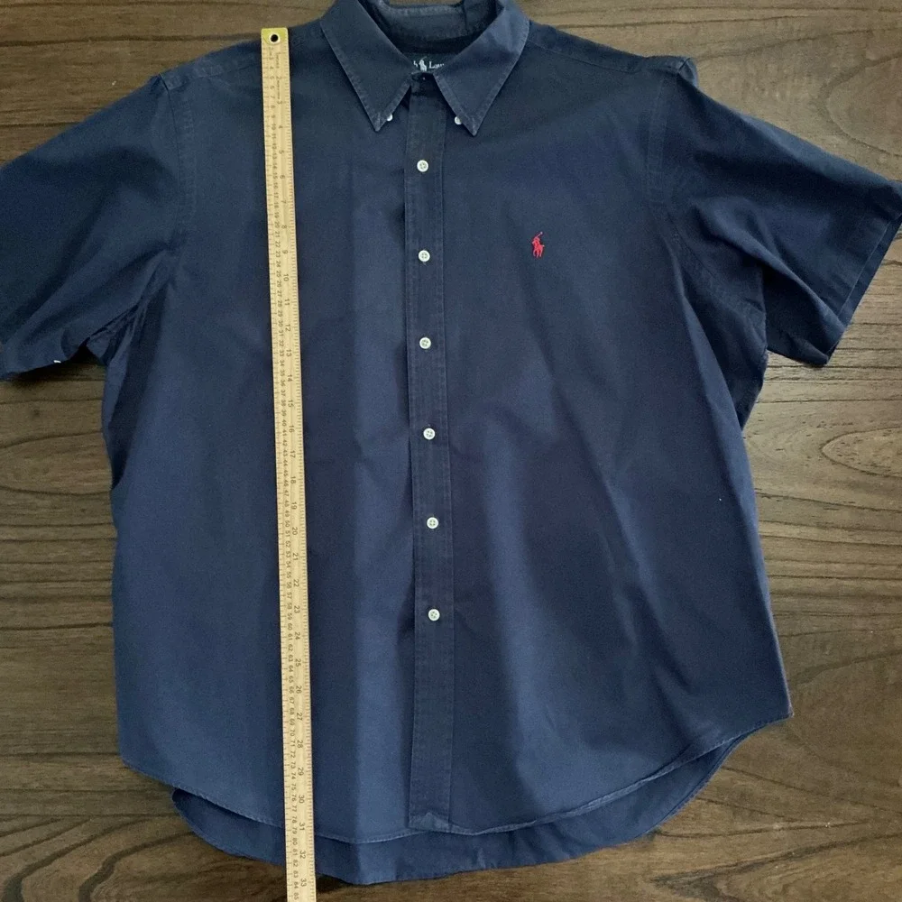 Polo Ralph Lauren Mens XXL Navy Blue Short Sleeve Button Down Classic Fit Shirt